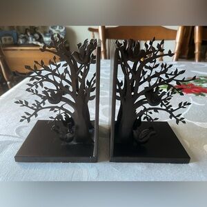 PartyLite Smart Scents Intricate Bronze Metal Bookends w/Birds on Tree Branches